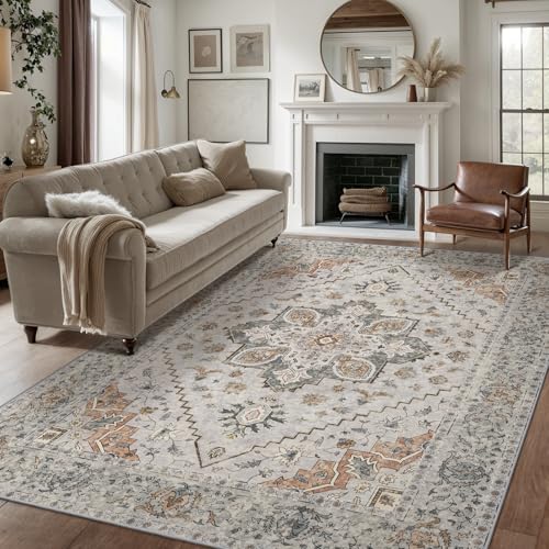 Tangsoo 5x7 Area Rug Washable Rug for Living Room, Vintage Indoor Non Slip Large Area Rugs, Print Distressed Grey Carpet, Soft Low Pile Rug Foldable Floor Rugs for Bedroom Dining Room Dorm by Tangsoo - Used condition - US$44.19