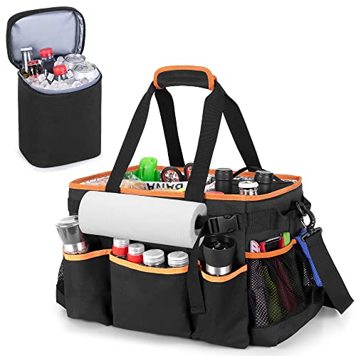 HODRANT Large Grill Utensil Caddy with Detachable Cooler, Collapsible Picnic