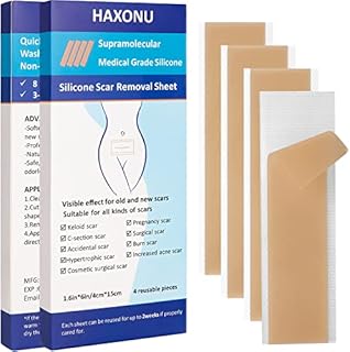 Silicone Scar Removal Sheets,(1.6”x 6”/4cm*15cm) Reusable Washable Professional Scar Removal Tape, Strips for C-Section, Surgery, Burn, Keloid, Acne, Scar Patches work on Old and New Scars