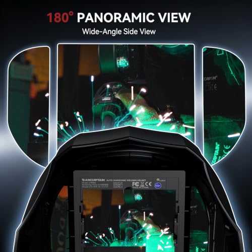 ARCCAPTAIN Welding Hood, 180° Panoramic View Auto Darkening Welding Helmet - image 3