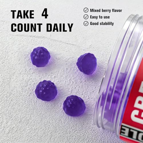 Image of 12 IN 1 Creatine Monohydrate Gummies Complex 9000mg for Women and Men to Support Muscle, Creatina gummy with L-Carnitine, B12, BCAA 2:1:1, Sugar Free, Non-GMO & Vegan, 120 Gummies, Mixed Berry Flavor