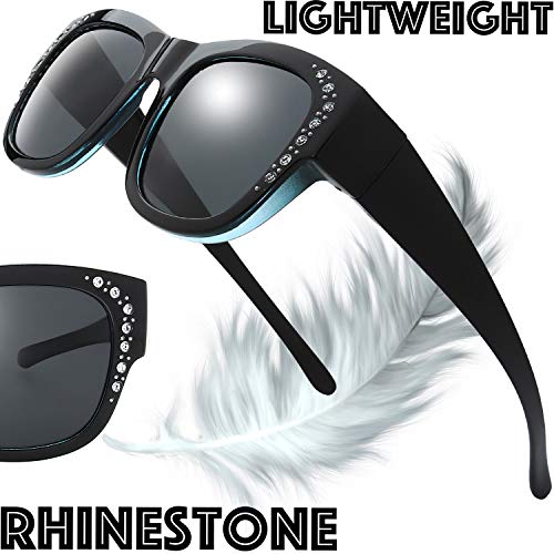 Image of The Fresh High Definition Polarized Wrap Around Shield Sunglasses for Glasses - Leather Eyeglasses Case