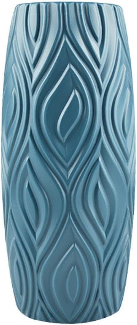 YOGO DECOR Oasis Flower Vase for Home & Office Decor | Blue Elegant Design | Plastic Durable Vase | Modern Tabletop Centerpiece for Living Room, Weddings, Stunning Floral Bouquet Displays