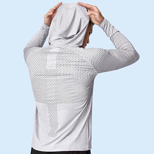 Mens Sun Protection Hoodie Shirts Big and Tall Eyelet Breathable Quick Dry Long Sleeve Tops Running Rash Guard Tees3