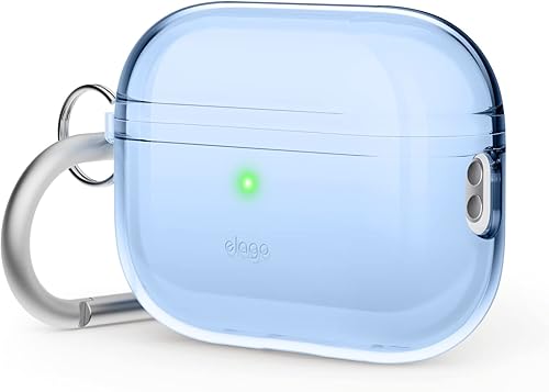 elago Funda transparente compatible con AirPods Pro de 2ª generación, diseñada para AirPods Pro 2, funda protectora con llavero, transparente, carga
