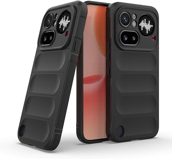 Nothing Phone 4A Pro ile Uyumlu Kılıf Kamera Korumalı Kabartmalı Yumuşak Silikon Kapak İçi Kadife - Siyah