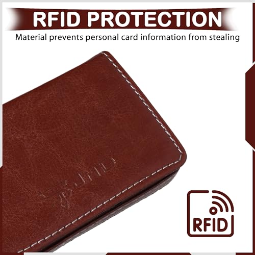Image of JnD Notebook Card Holder Wallet - Slim, Multi-Functional, Premium Leather, RFID Blocking, Secure Closure, Compact, Durable, Stylish (TAN)