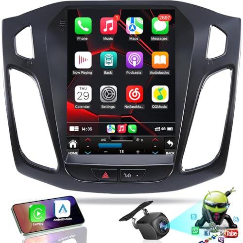 10.4 inches Android12 Car Stereo Ford Focus Radio Upgrade 2012-2018 with Touch Screen 1024 * 768 RDS Auto with GPS Bluetooth 5GWiFi Backup Camera