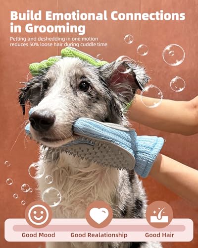 ETIALURE 2 in 1 Pet Hair Removal Glove for Cat and Dog, Efficient Cat Grooming Glove, Bathing and Massage Tool for Medium to Long Haired Dogs, Cats, Horses, Rabbits 1PCS (Blue) - Image 4