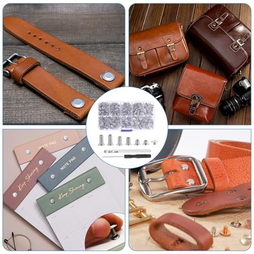 xiaoxiaozhijia 110 Stück Chicago Schrauben, M5 Schraubnieten-Set, Schraubenlänge 4/5/6/8/10/12mm,Hülsenmuttern für DIY Leder Dekoration,Bucheinband,Taschen,Schuhe und Stiefel (Bronze)