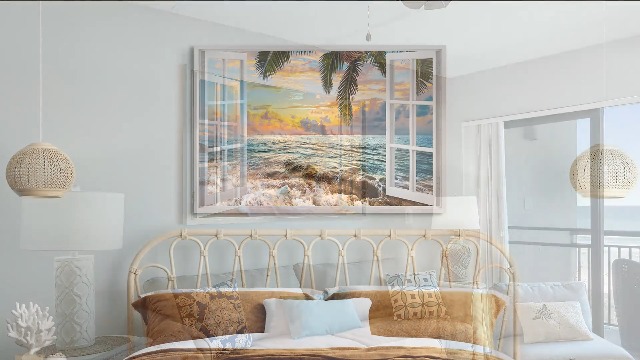 Amazon.com: Window View Coastal Wall Art: Blue Ocean With Seaside
