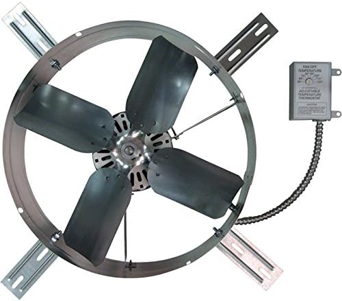 TPI Gable Mount GV-405-2B Exhaust Fan — High-Performance 1300 CFM Ventilation Fan w/Automatic Thermostat Control for Garage, Attic, Home & Commercial