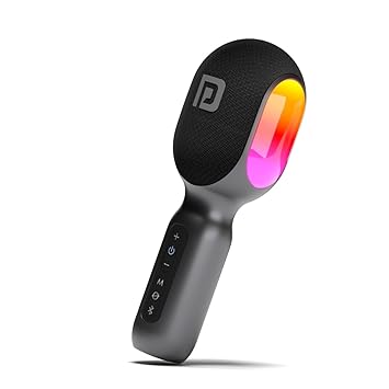 Portronics Dash 2 Wireless Bluetooth Karaoke Mic with 10W Speaker,Upto 10 Hour Playtime, Dynamic RGB Lights, Music Recording, Duet Singing, Mini Karaoke Machine for Car Travel, Fast Charging - image, photos
