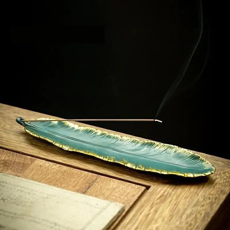 Incense Burner Ceramic Vintage Feather Incense Burner Zen Incense Holder Home Decoration Accessories Sandalwood Incense Base Incense Stick Holder