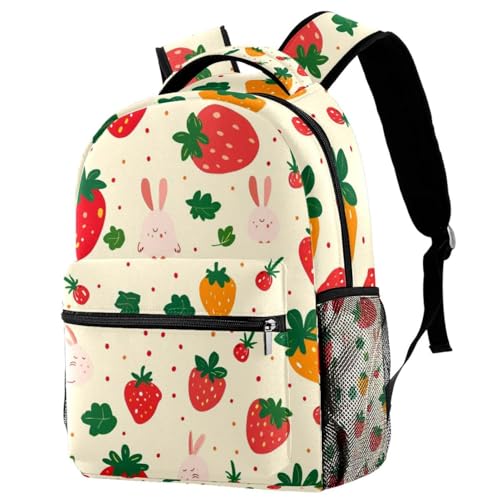 Sac à dos de voyage motif lapin fraise multicolore ultra confortable pour enfant