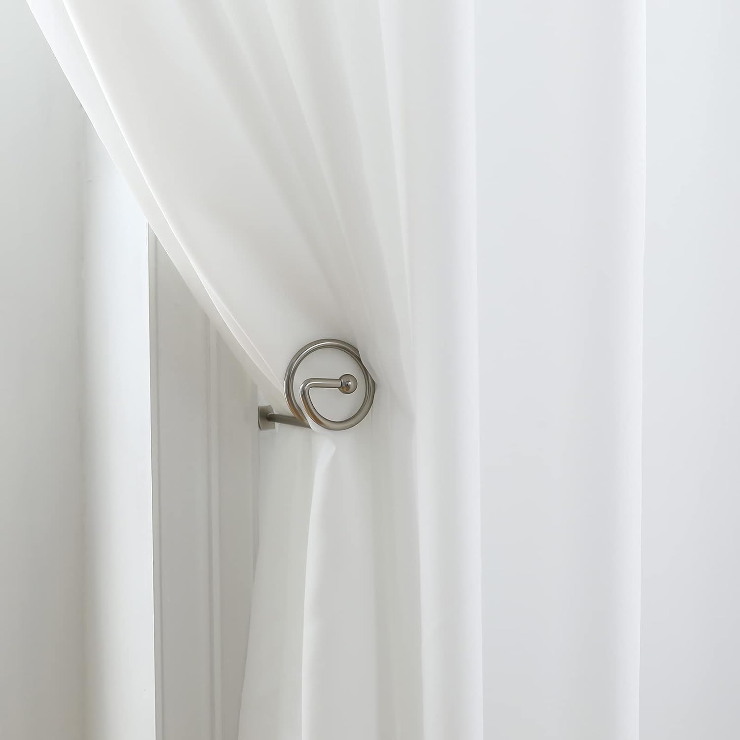 Drapery Holdbacks Set of 2 Silver, Curtian Hold Backs for Drapes, Decorative Swags for Wall, Easy to Intall Curtain Holdbacks Tiebacks Looks Nice for Décor Home