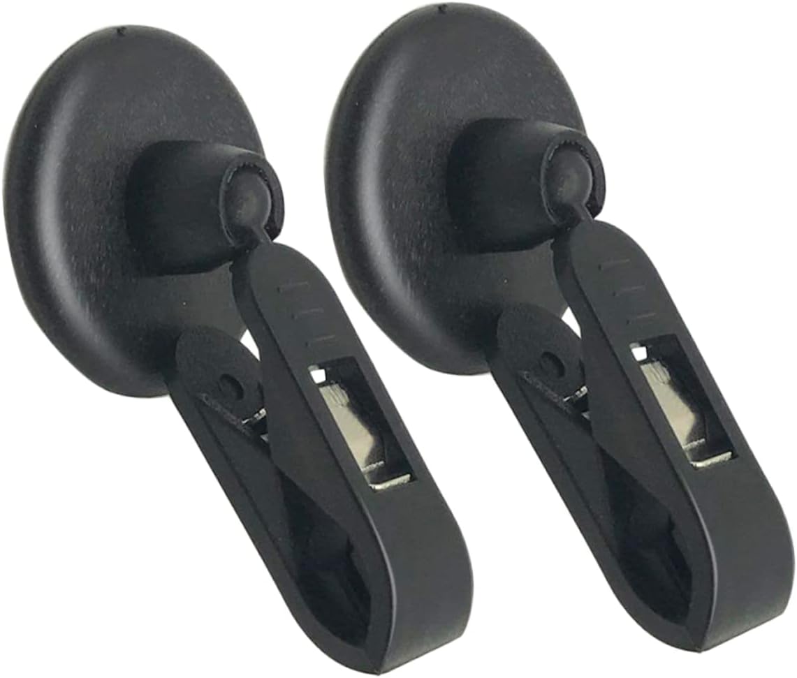 HOMSFOU Bill Clip 2Pcs Self Adhesive ABS 360 Degree Rotation Black