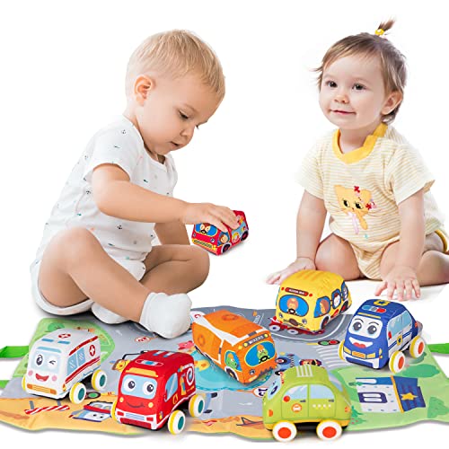 Car Toys For 1 Year Old Boy, Soft Baby Toys Set, Pull Back Car Vehicle Set Birthday Gifts Toys For Baby Toddlers Age 1 Year Old (7 Sets) #TOP4
