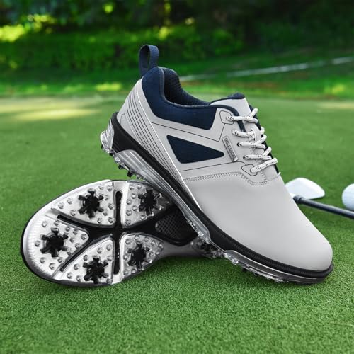 ULTIANT Golfschuhe Herren Wasserdicht mit Schnürung Atmungsaktiv Trainingsschuh für Golf Größe40-48(Grau,44)