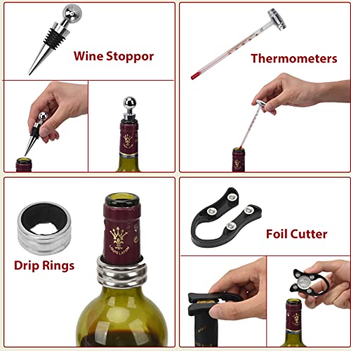 Wine Opener, Rabbit Corkscrew with Elegant Wooden Box, Premium 9-Piece Set, Includes Wine Stopper, Foil Cutter, Bottle Stopper, Easy Cork Removal, Great Gift for Wine Lovers, Sliver - Image 4