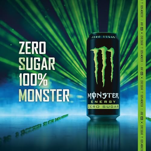 Monster Energy Zero Sugar - koffeinhaltiger Energydrink mit klassischem Energy-Geschmack - ohne Zucker und ohne Kalorien - in praktischen Einweg Dosen (12 x 500 ml)