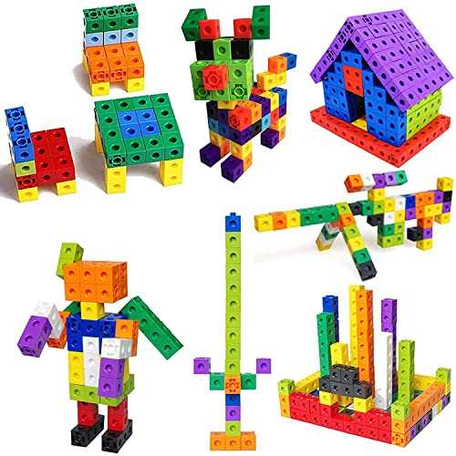 Image of Linking Cubes - Set of 100 - Math Manipulatives for Construction and Early Math - for Preschoolers 3+ and Elementary Students (Multicolor)
