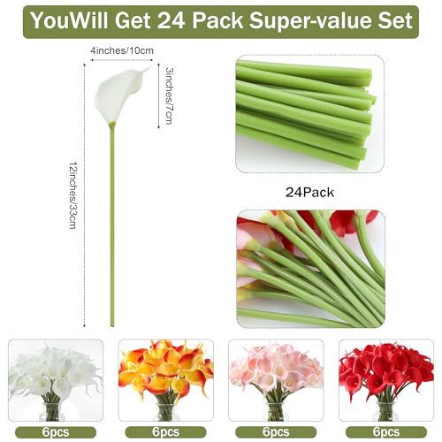 Image of SITUMEIZI 24 Pcs Assorted Colors Fake Flowers Artificial Calla Lily