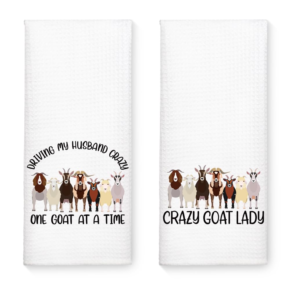 Trapos de cocina para mujeres con frases originales de Crazy Goat Lady en pack de 2 unidades