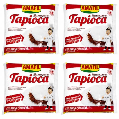 Amafil Tapioca Flour 500g (17.6oz) Massa Para Tapioca ( 4 Pack)