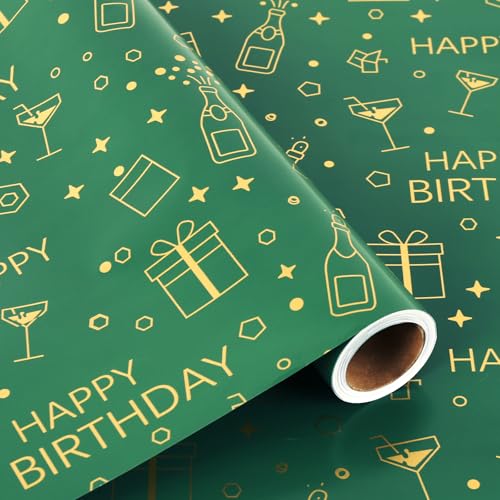 Lenpel Birthday Wrapping Paper Roll 17 Inch x 33 Feet Gift Wrapping paper for Medium & Small Gifts Perfect for Birthday and Holiday Party Gift Wrapping
