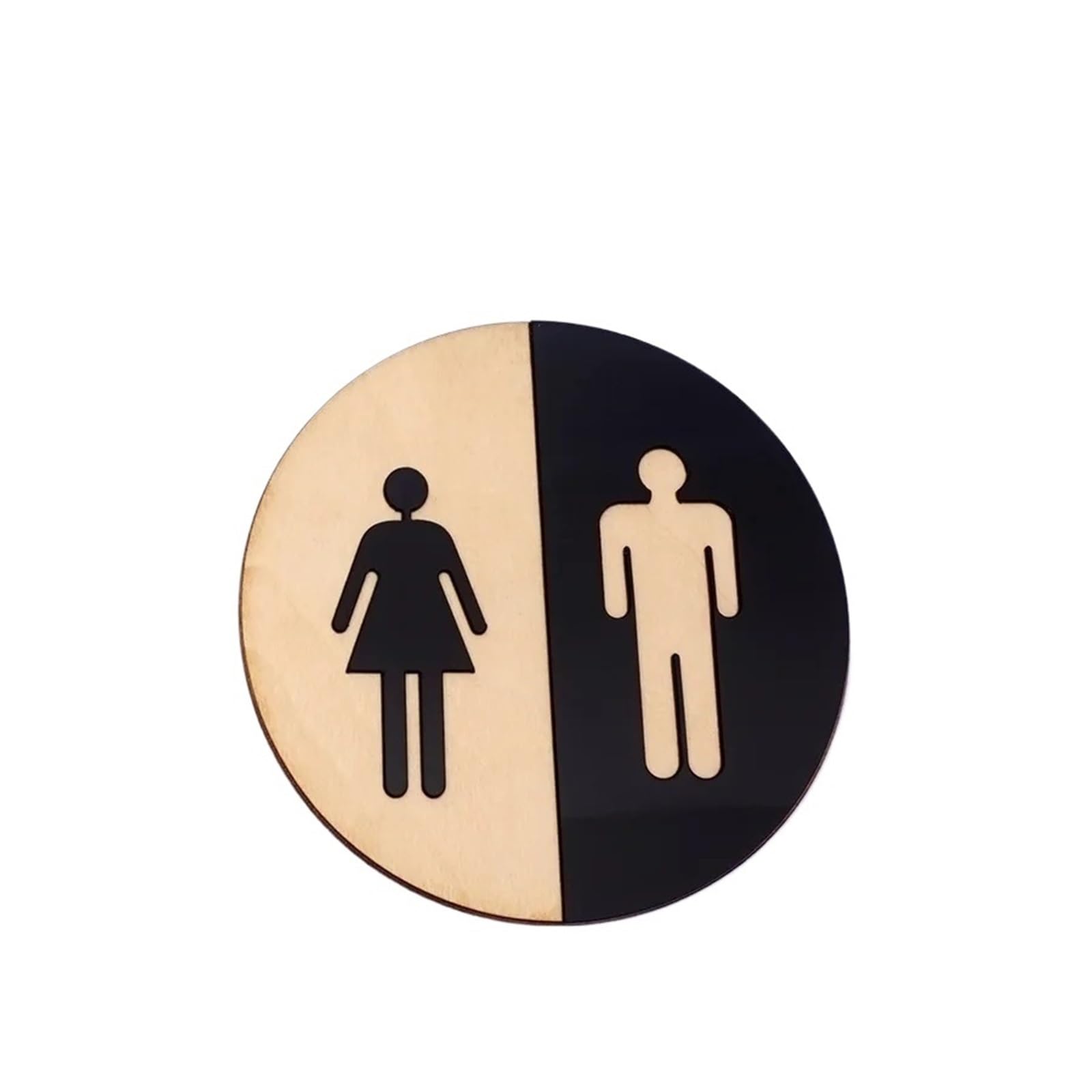 Toilet Sign Toilet Door Signs For Bathroom And WC Rules Signage Men Women Wooden Round Washroom Mirror Wall Sticker Decor(Color-2,12x12cm)