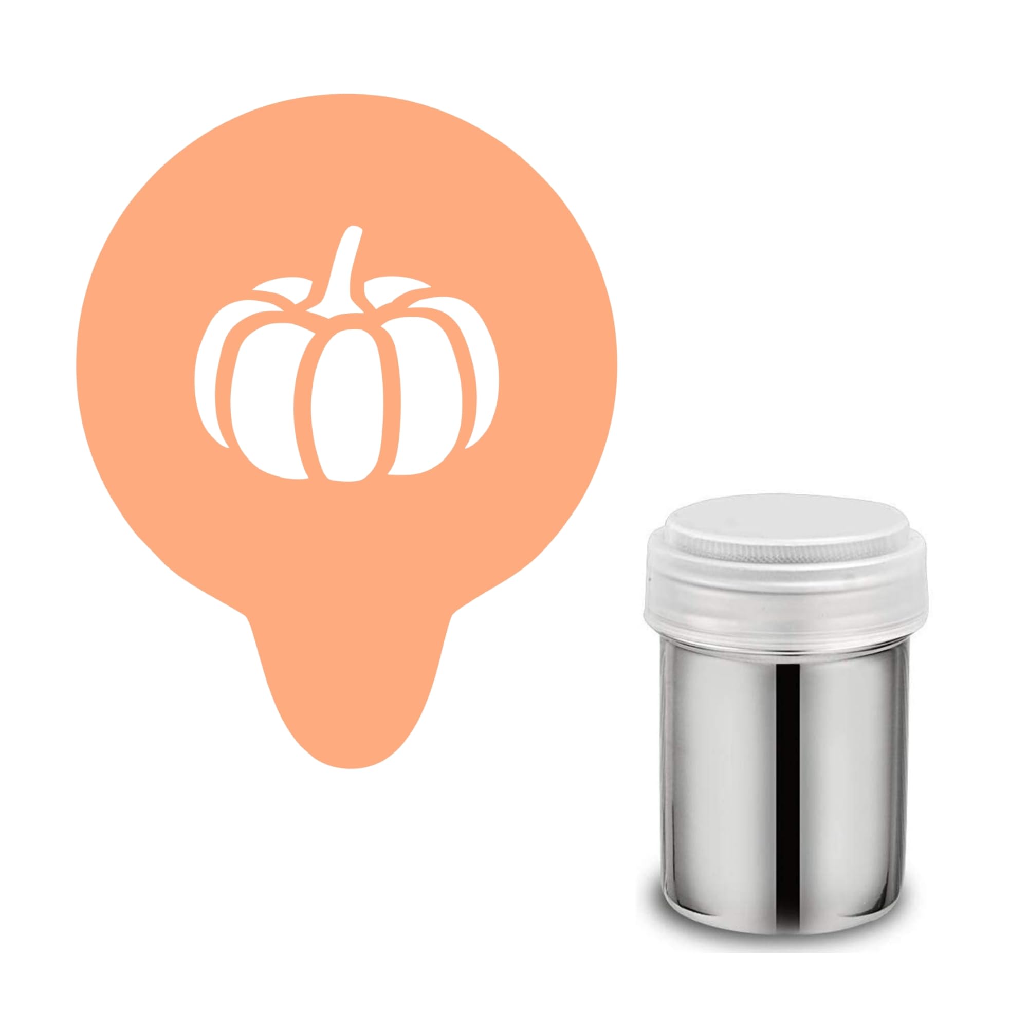 Pumpkin Stencil. Orange Acrylic Reusable Coffee Cappuccino Cocktail Cupcake Cake Art Stencil (Stencil & Shaker Set)