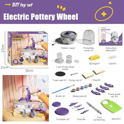 Elektryczne koło ceramiczne, maszyna do formowania ceramiki z narzędziami do rzeźbienia gliny, zdejmowany gramofon, regulacja prędkości do projektów artystycznych DIY