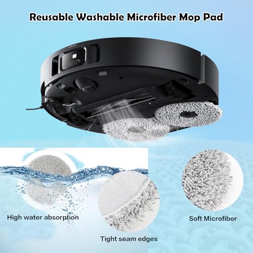 Image of 8 Pack Mop Pads for Dreame L40 /X40 /X50 /L50 /X30 /L20 /L40s Ultra /L10s Pro Ultra /L10s Ultra Gen2 /X60 Max Ultra, for Mova V50 /E40 /P10 /P50 Pro Ultra, Robot Vacuum Reusable Microfiber Mop Cloth Accessories