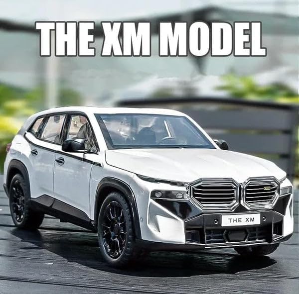 Image of Exclusive Alloy Metal Pull Back Die-Cast Car Diecast Metal Pullback Toy Car with Openable 6 Doors,Light Music Boys Gifts Toys (1:24 B-M-W XM SUV-White Color)