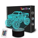 3D Night Lights for Children, Kids Night Lamp, Monster Trucks for Boys, 16 LED Colors Changing...
