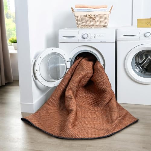 Tapete decorativo moderno naranja 8x10 antideslizante lavable miniatura 3