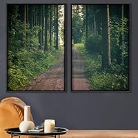 2 Piece Framed Canvas Wall Art Rustic Woods Canvas Prints Home Artwork Decoration for Living Room,Bedroom - 16