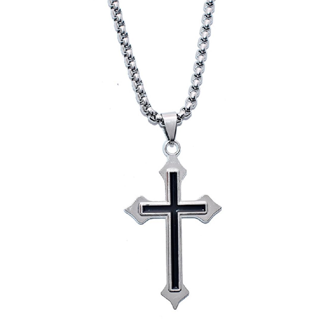 BHIPKOT BHIPKOT Collar de Cruz para Hombre Oro/Plata con Cadena Colgante de Cruz Joyería Cristiana para Hombre