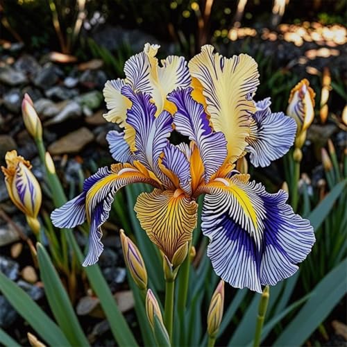 Iris zum Anpflanzen/Winterharte mehrjährige Iris/Schnell wachsend - Lange Blütezeit - Hochwertig, gemischt, selten, ausgewählt-3zwiebeln-F Iris zum Anpflanzen/Winterharte mehrjährige Iris/Schnell wachsend - Lange Blütezeit - Hochwertig, gemischt, selten, ausgewählt-3zwiebeln-F