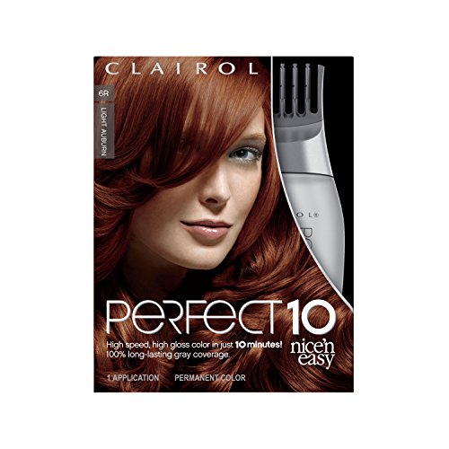 Clairol Nice'n Easy Perfect 10 Permanent Hair Color, 6R Light Auburn, Pack of