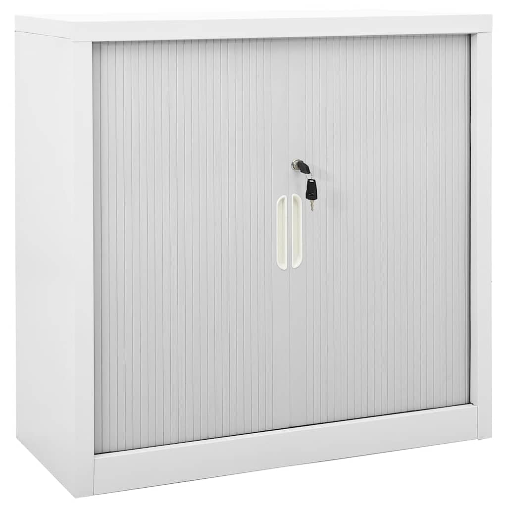 vidaXL Armario con Puerta Corredera Oficina Estudio Archivo Documentos Lateral Auxiliar Almacenamiento Robusto Gris Acero 90x40x90 cm