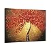 Wieco Art - Red Flowers Modern Floral 100% Hand Painted Oil Paintings Artwork on Stretched and Framed Canvas Wall Art Ready to Hang for Home Decorations