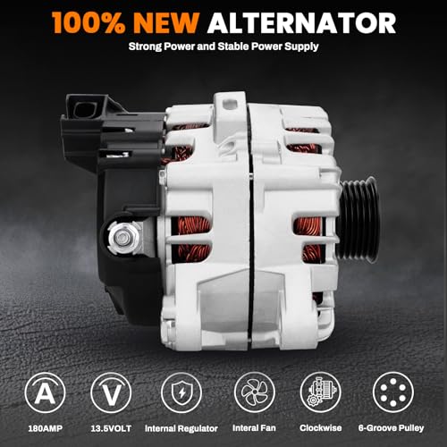 Image of High Output Alternator 13.5V 180Amp Compatible with Hyundai Palisade 2020-2023 3.8L, Compatible with KIA Telluride 2020-2022 3.8L, Replace Number: 2722099 601-10129 373003L060 37300-3L060