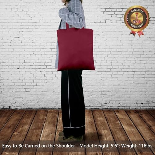 Image of TOPDesign 6-Pack Economical 16 inchx15 inch Burgundy Cotton Tote Bags, Lightweight Medium Reusable Grocery Shopping Cloth Bags, Suitable for DIY, Advertising, Promotion, Gift, Activity