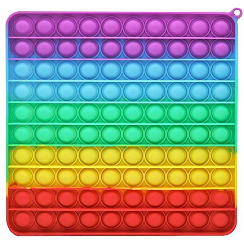 Big Size Pop 100 Bubble Fidget Biggest Toy, Square 100 Bubbles Large Pop Fidget Toy, Hundred Rainbow Pop Popper Poppet Popping Fidget Toys Stress Relief Pastel 100 Pop Pack Medium Pop 10 x 10