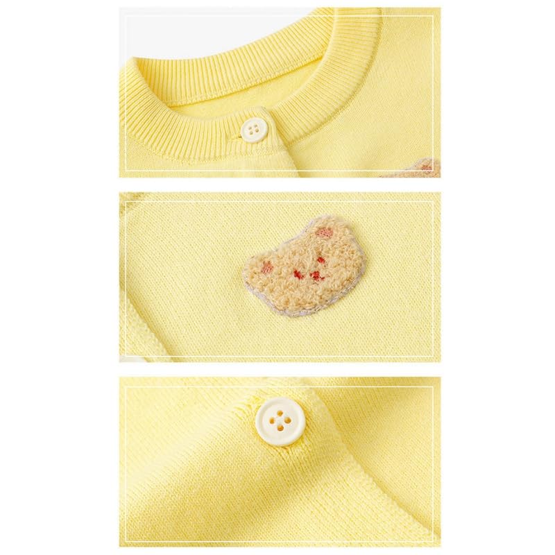 URMGIC Girls Solid Cardigan with Bear Pattern, Girls Long Sleeve Button Cardigan Cotton Knit Sweate2