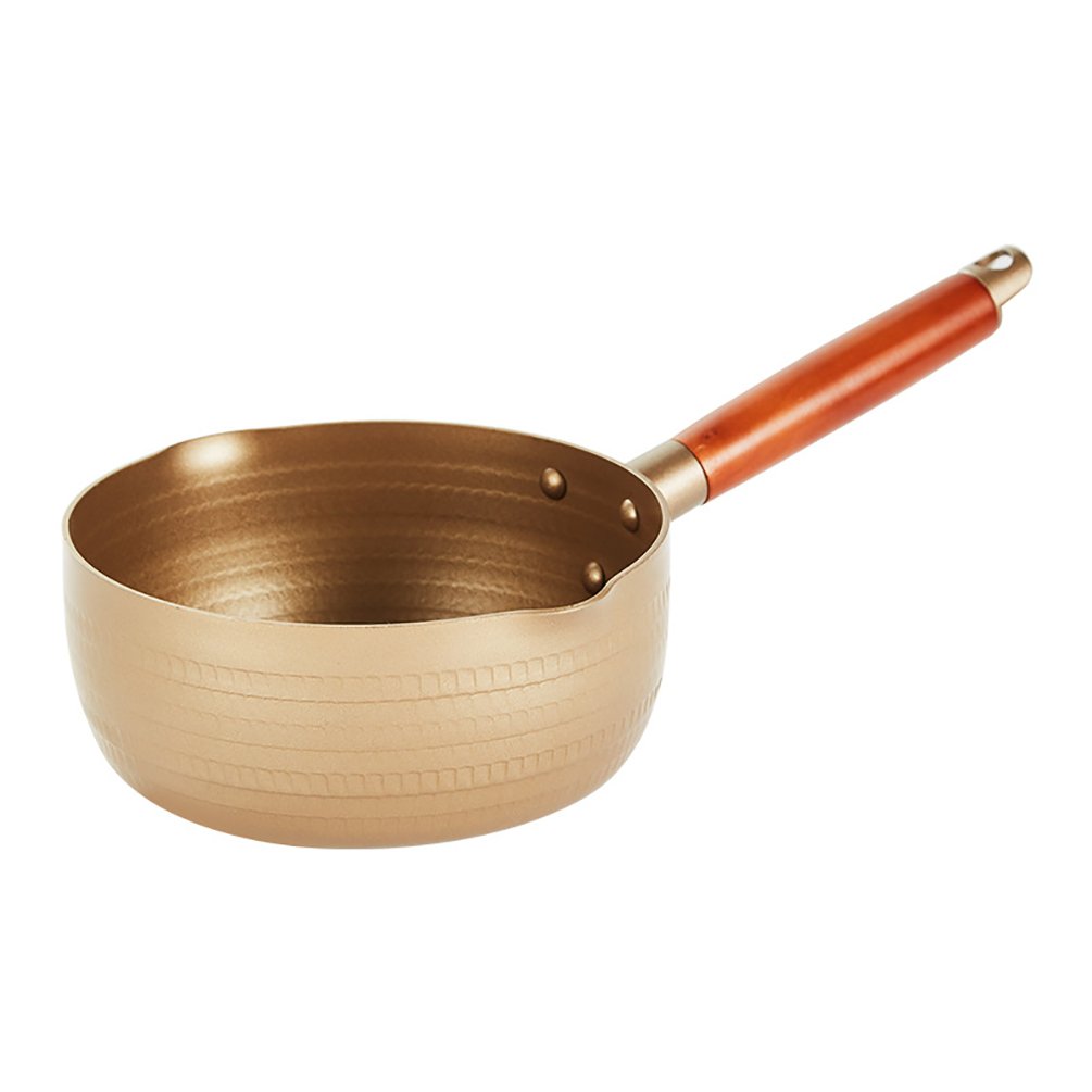 Casserole Yukihira en alliage d'aluminium et acier inoxydable - Revêtement anti-adhésif - Doré (1,7 quart)