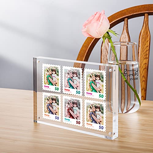 Bloberey Acrylic Picture Frame , Clear Freestanding Double Sided 20Mm Thickness Frameless Magnetic Photo Frames Desktop Display With Gift Box Package (4X6 4 Pack) #TOP5