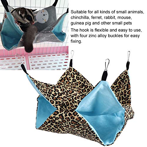Dubbellaagse can cavia hangmat, hangmatten voor kleine huisdieren hangbed slaapzak voor hamster, cavia, chinchilla, fret, papegaai(Luipaard) - Image 8